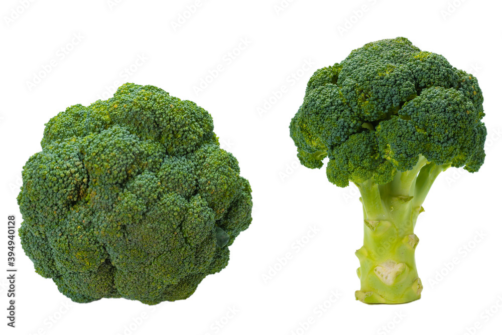 Fresh tasty broccoli isolated on white background.