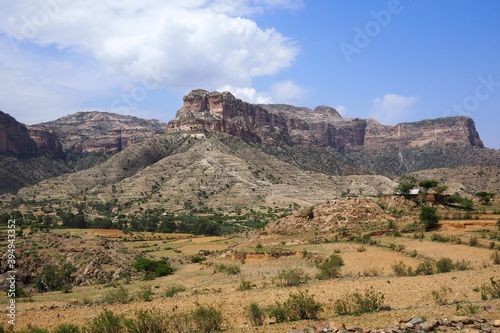 Tigray, Ethiopia - 14 August 2018. : A dirt road and mountain in the Tigray region of Ethiopia