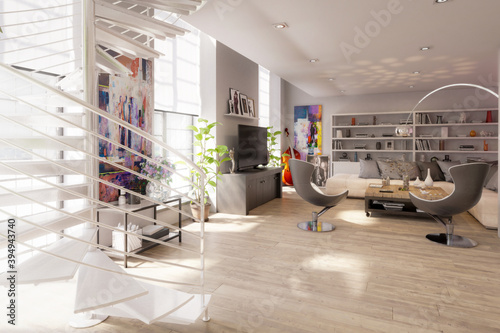 Modern Residential Loft Interior Design - 3d visualization