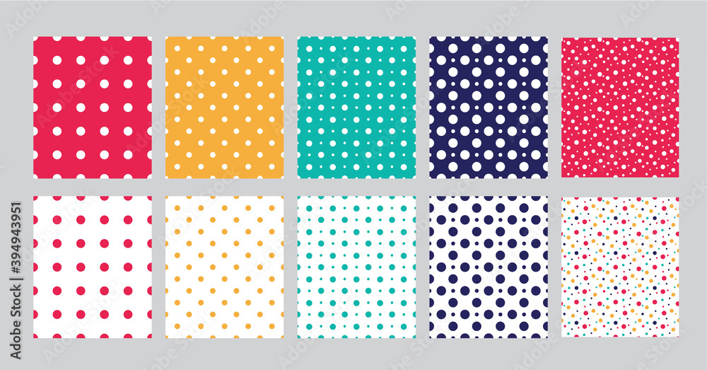 Simple Vector Seamless Dot Patterns - Polka Simple Vector Seamless Dot Patterns - Polka