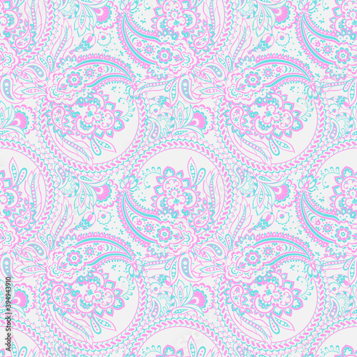Paisley floral vector illustration in damask style. seamless background