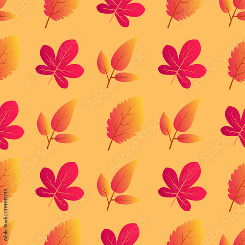 Autumn seamless background with colorful leaves