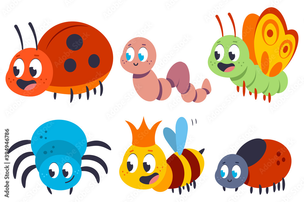 Cartoon insect and bug vector set isolated on a white background. Cartoon insect and bug vector set isolated on a white background.