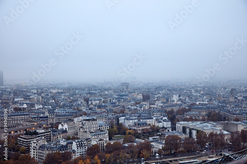 View of Paris panorama from Eiffel tower.