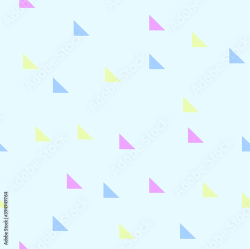 Light blue background with triangles. Illustration with a set of colored triangles. Template for Wallpaper and fabric.