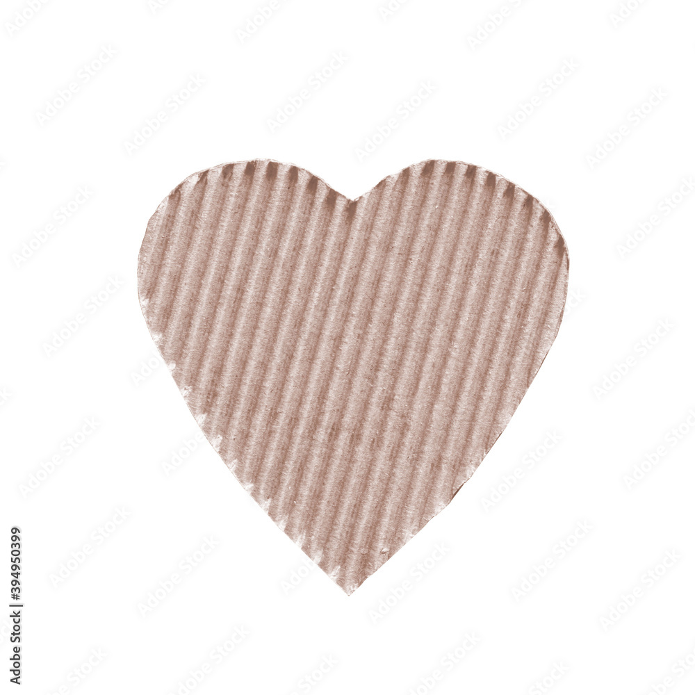 the symbol of a heart set sail champagne color cut from corrugated cardboard isolated on white background the symbol of a heart set sail champagne color cut from corrugated cardboard isolated on white background