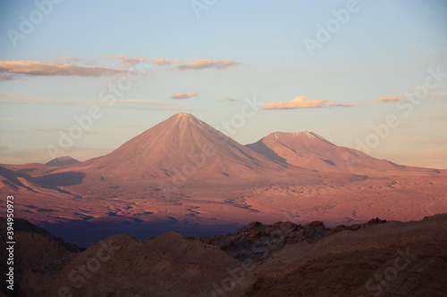Lascar volcano in chile at sunset