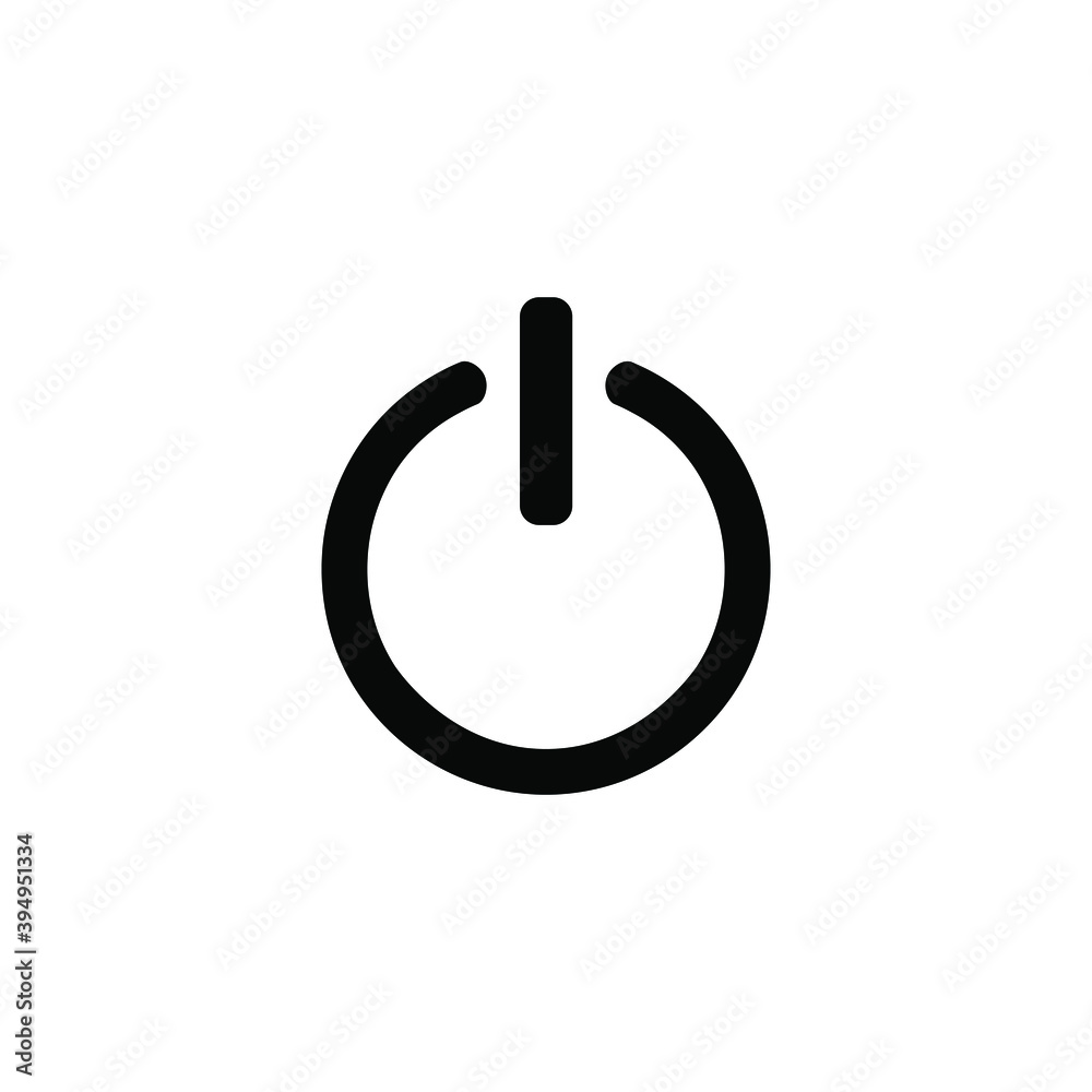 Black and white on / off button icon. Control panel symbol. Vector graphics for the design of applications, sites, devices. Black and white on / off button icon. Control panel symbol. Vector graphics for the design of applications, sites, devices.