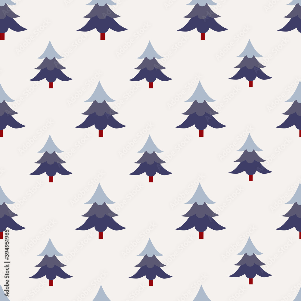Seamless pattern with Christmas trees on white background, vector