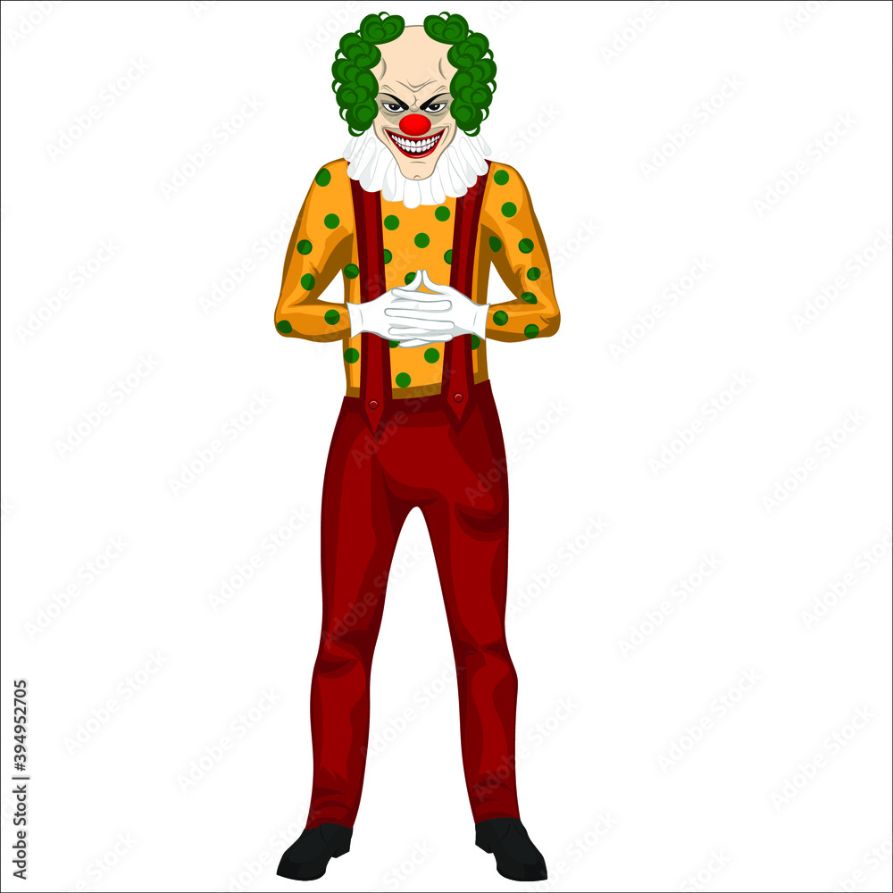 Full-length scary clown. Vector illustration Full-length scary clown. Vector illustration
