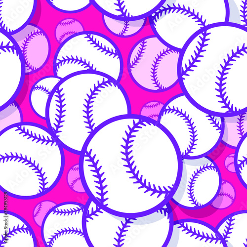 Baseball softball ball seamless pattern vector graphics. Ideal for wallpaper, packaging, fabric, textile, wrapping paper design and any kind of decoration.