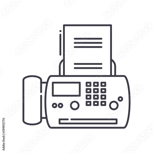 Fax message icon, linear isolated illustration, thin line vector, web design sign, outline concept symbol with editable stroke on white background.