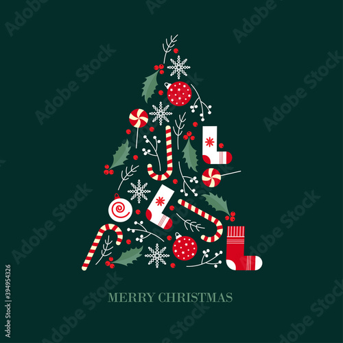 Tree with christmas elements illustration