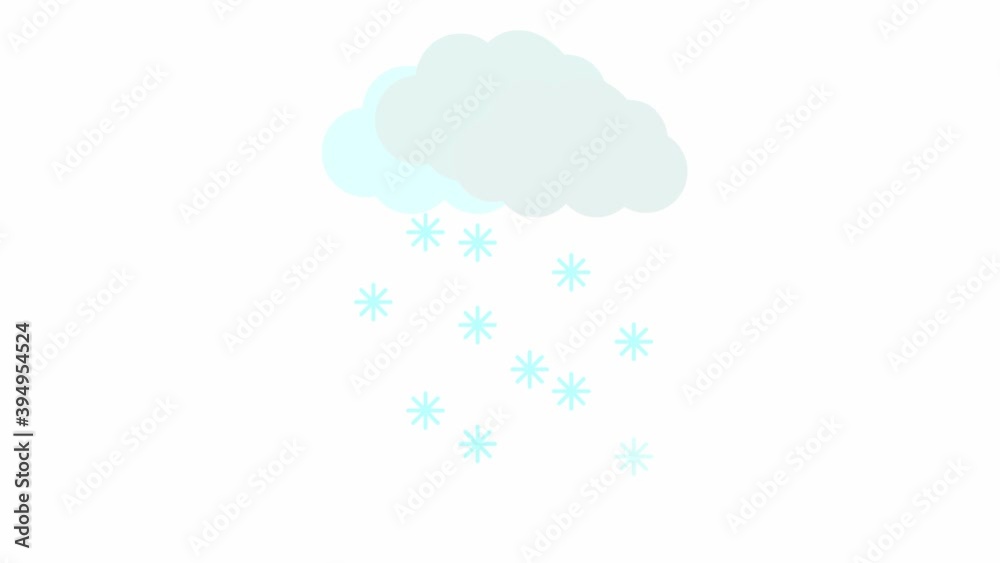 Animated snow from cloud. It's snowing. Blue falling snow. Looped video. Vector illustration isolated on white background. Animated snow from cloud. It's snowing. Blue falling snow. Looped video. Vector illustration isolated on white background.