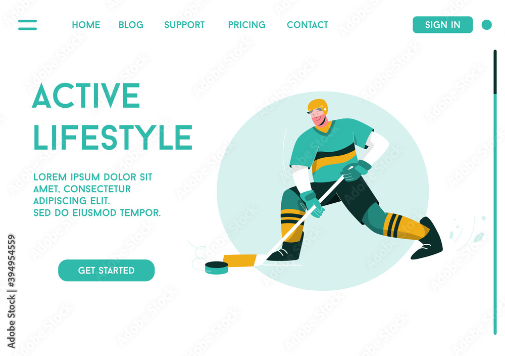 Vector landing page of Active Lifestyle concept