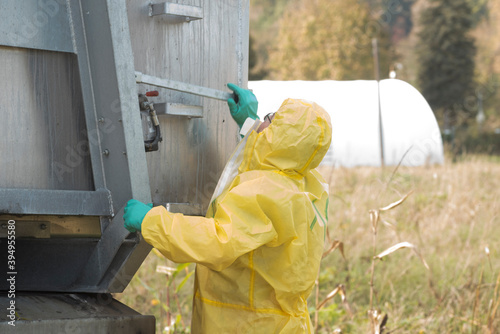 protective suit with danger of epidemics photo