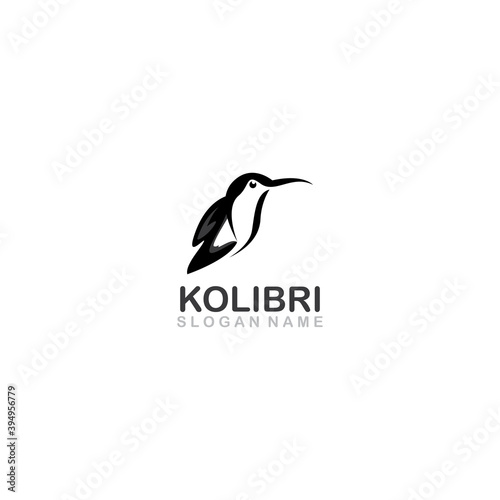 Colibri bird logo line outline creative vector icon illustration design