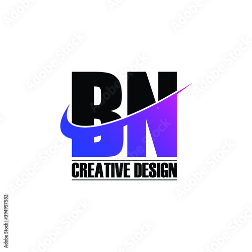 Letter BN simple logo design vector