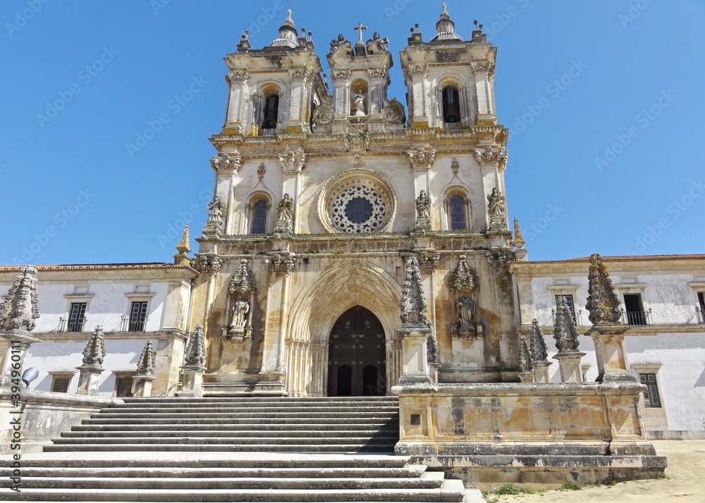 Facade of the historic monastery in Alcobaca, Centro - Portugal