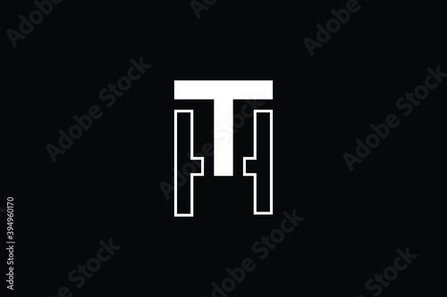 TH logo letter design on luxury background. HT logo monogram initials letter concept. TH icon logo design. HT elegant and Professional letter icon design on black background. H T HT TH