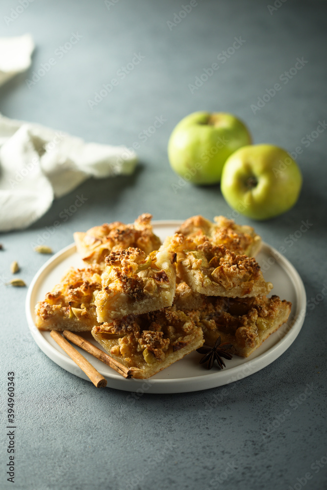 Traditional homemade apple pie with spices