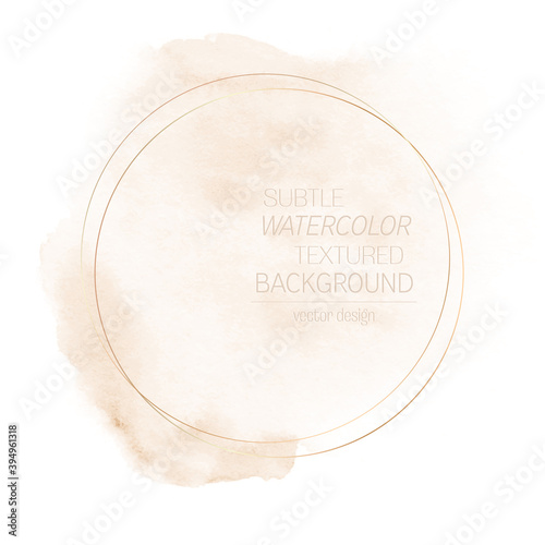 Watercolor cloud paint background with golden round frame - Vector. Perfect art abstract design for any creative ideas.