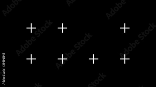 Animated videos of plus objects stacked into flicks. Simple concept of animated elements for video overlays