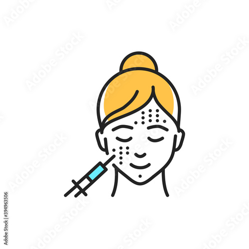 Mesotherapy face color line icon. Pictogram for web page, mobile app, promo.
