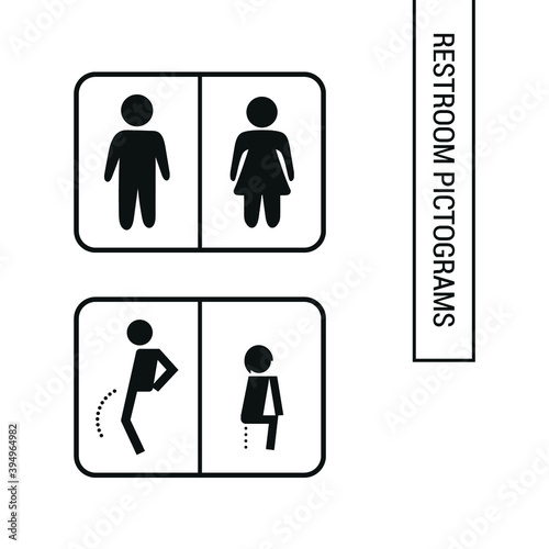 Vector image. Pictograms for women's restrooms and men's restrooms.