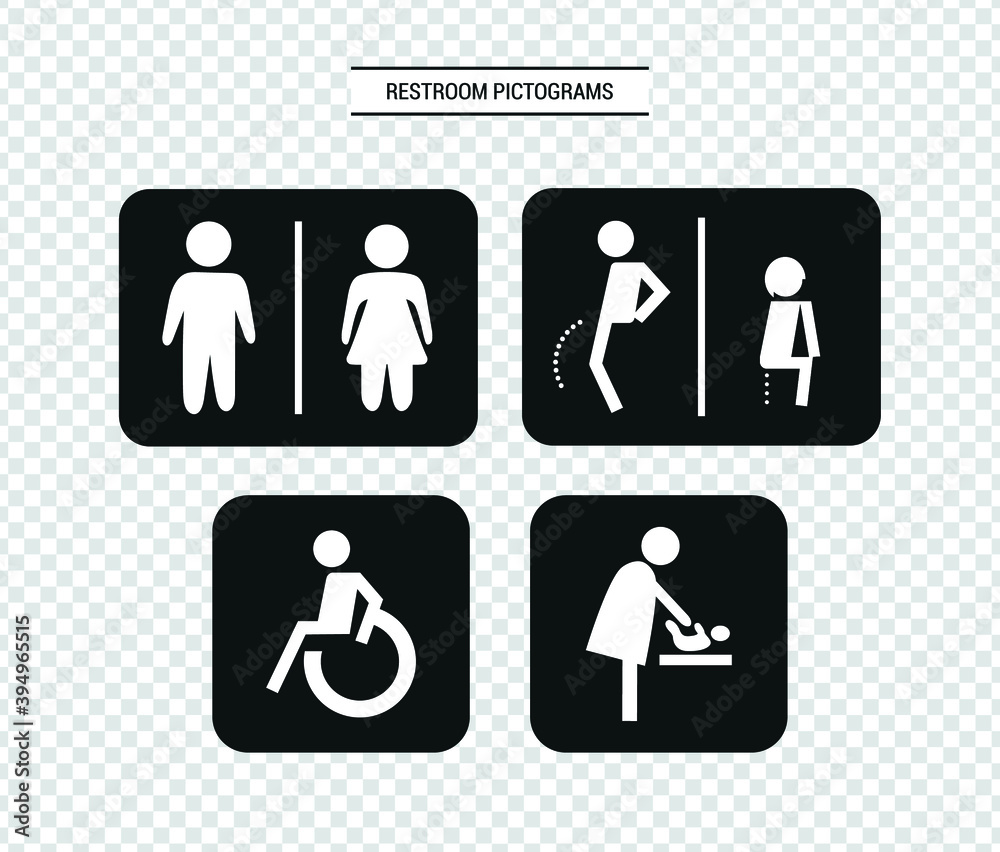 Vector image. Pictograms for women, handicapped, changing table, babies and men's restrooms. Vector image. Pictograms for women, handicapped, changing table, babies and men's restrooms.