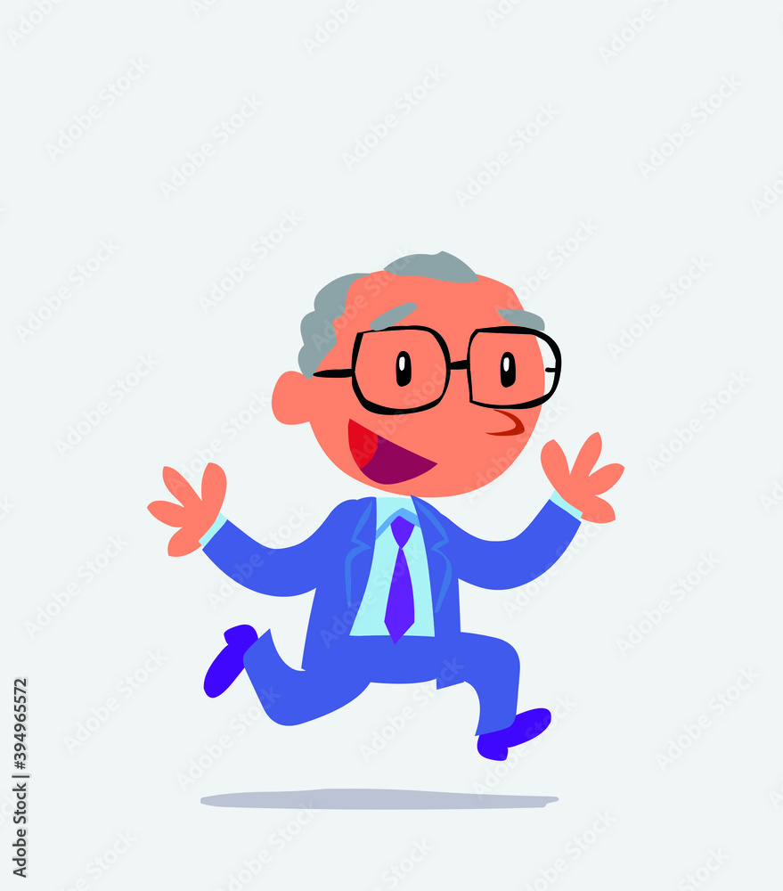 cartoon character of businessman running happily cartoon character of businessman running happily