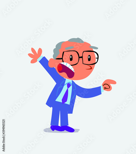 cartoon character of businessman pointing at something outraged