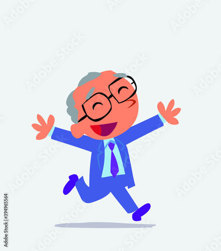  cartoon character of businessman running euphoric