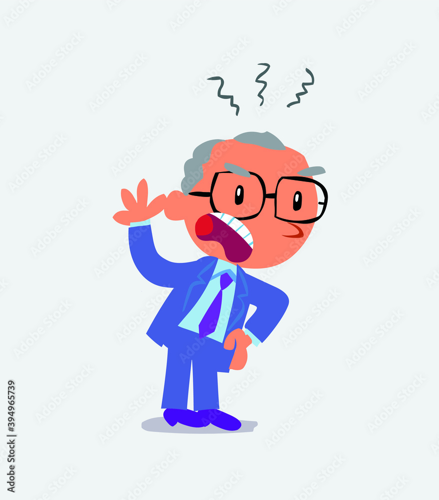 Indigned cartoon character of businessman vehemently shakes his hand. Indigned cartoon character of businessman vehemently shakes his hand.