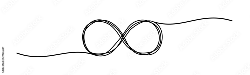 Tangled grungy infinity scribble isolated on white background