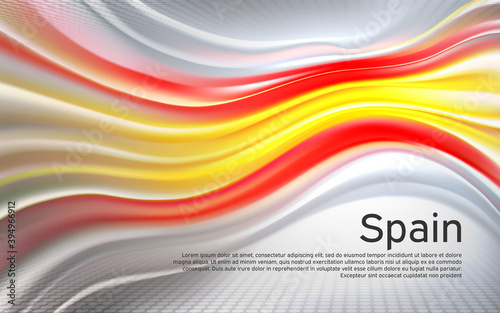 Spain flag background. Blurred pattern of light lines in the colors of the spanish flag, business brochure. State banner, spain poster, patriotic cover, flyer. Vector design