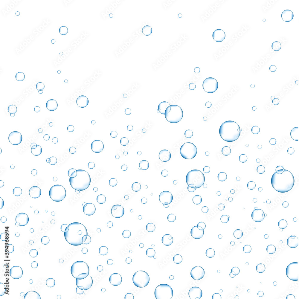Bubbles in water background. Bubbles in water for wallpaper, texture background and pattern template. Water bubbles, vector background