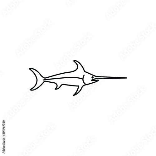 Illustration swordfish silhouette wild animals underwater logo design