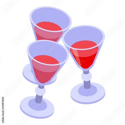 Wine red glass cheers icon. Isometric of wine red glass cheers vector icon for web design isolated on white background