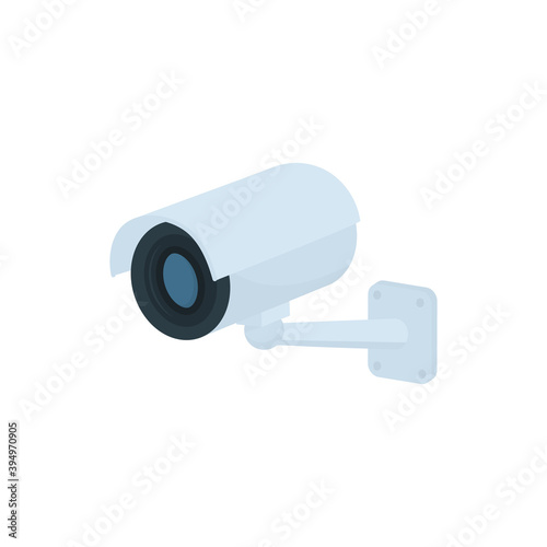 Colorful CCTV security camera, icon isolated on white background. Concept surveillance safety. Cartoon isometric design. Vector illustration.