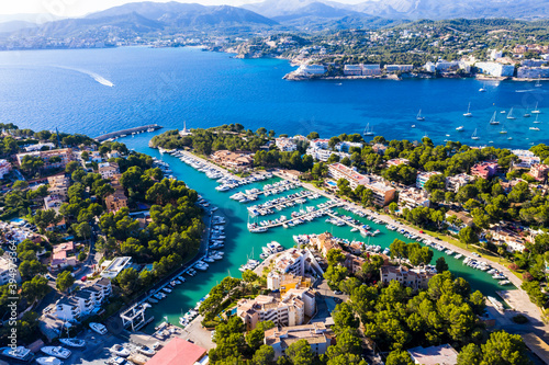 Aerial view, marina of Santa Ponsa, Calvia region, Mallorca, Balearic Islands, Spain photo