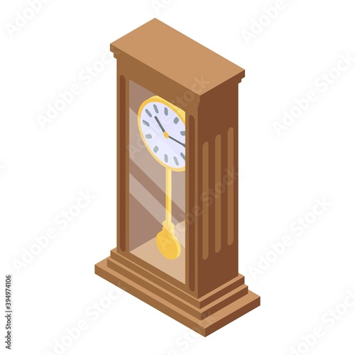 Old clock auction icon. Isometric of old clock auction vector icon for web design isolated on white background