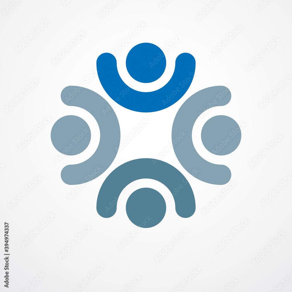 Teamwork and friendship concept created with simple geometric elements as a people crew. Vector icon or logo. Unity and collaboration idea, dream team of business people blue design. Teamwork and friendship concept created with simple geometric elements as a people crew. Vector icon or logo. Unity and collaboration idea, dream team of business people blue design.