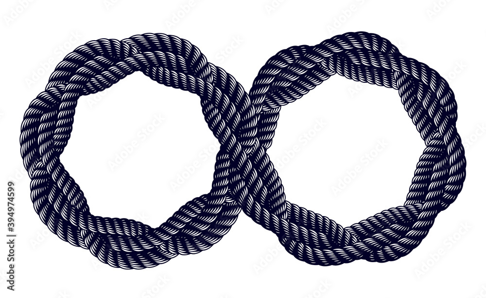 Infinity symbol made from rope vector sign logo or tattoo. Stock Vector