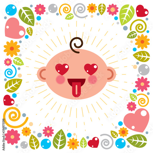Cute baby cartoon vector fl...