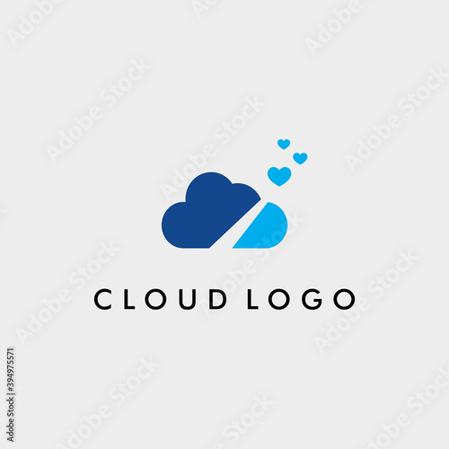 Cloud modern logo with love symbol design