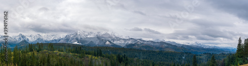 Panoramic view of beautiful winter mountain landscape in the Tatras mountain in poland zakopane