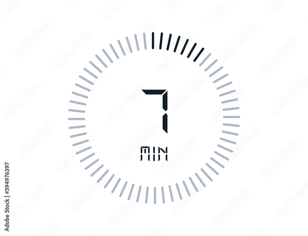 7 minutes timers Clocks, Timer 7 min icon Stock Vector | Adobe Stock
