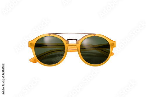 Fashion sunglasses with modern design on white background