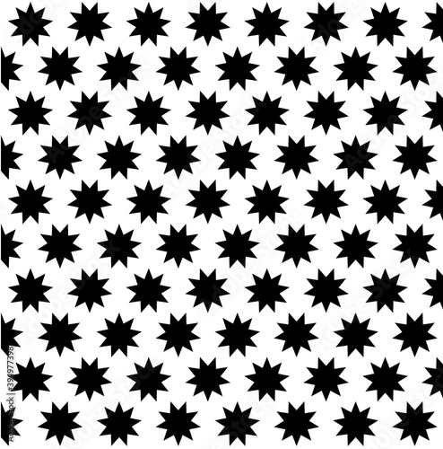 Black nine pointed star on white background - vector pattern,  Symbol of Bahai Faith pattern, Baha'i symbol, photo